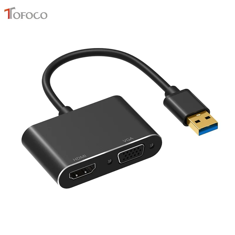 Адаптер TOFOCO USB3.0 HDMI VGA 4K HD 1080P многоэкранный 2 в 1 преобразователь USB аудио и