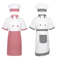 children unisex chef uniform kids boys girls chef jacket with apron hat kitchen cook cosplay party halloween costume set