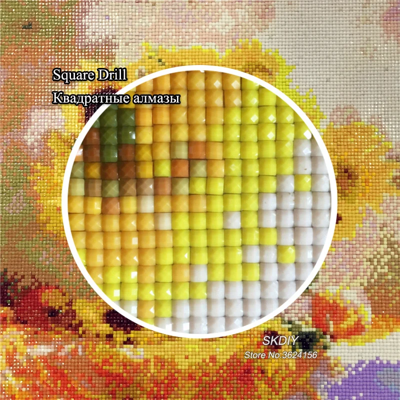 SK DIY 5D Алмазная мозаика Сирень часы ваза алмаз живопись картина ромба горный
