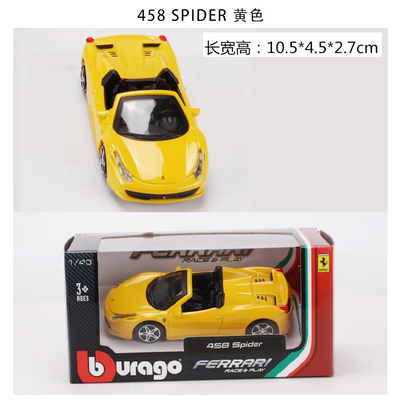 Burago 1: 64 1:43 литье под давлением автомобиля сплава мальчик ребенок автомобиль игрушки модель полный набор для ферраридала с оригинальной коробкой для детей подарок