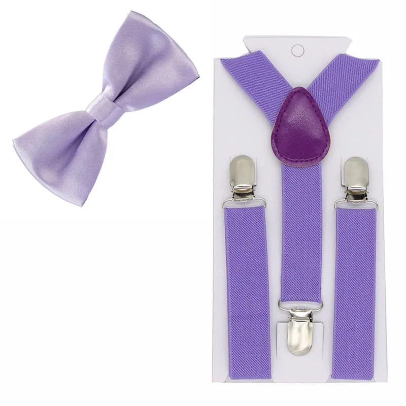 9 light purple 40 цветов, Детские подтяжки, эластичные регулируемые Y-Back подтяжки, детские галстуки-бабочки для свадебной вечеринки - Цвет: 9 light purple