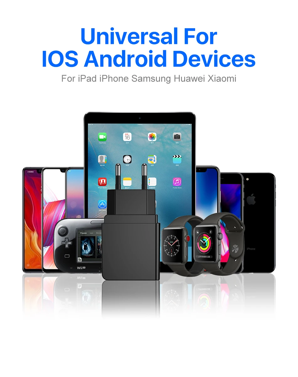 GUSGU USB зарядное устройство, двойной USB светодиодный дисплей, зарядное устройство для мобильного телефона s, 2 порта, Plgu, для iPhone, samsung, Xiaomi, настенный, для путешествий, ЕС, умный рабочий стол