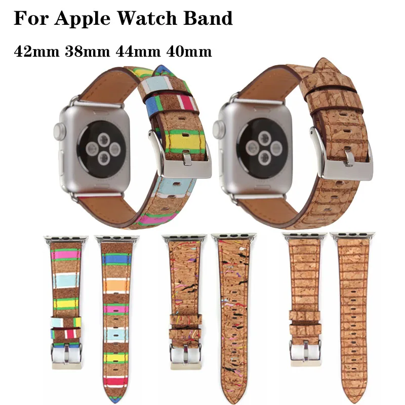 Ремешок из натуральной кожи для Apple Watch band 4 44/40 мм ретро браслет с зернистой
