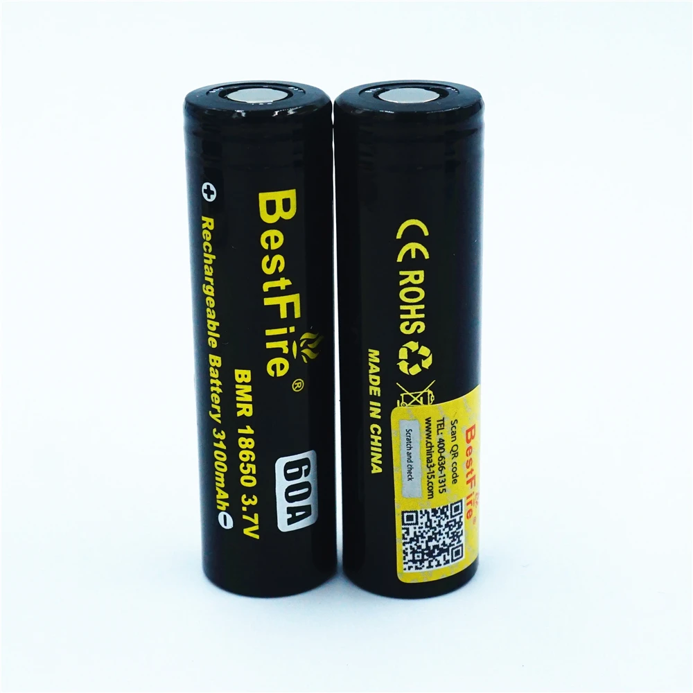 12 шт. Bestfire 18650 Перезаряжаемые Батарея 3 7 V литий ионный аккумулятор 3100 мА/ч 60A для Vape