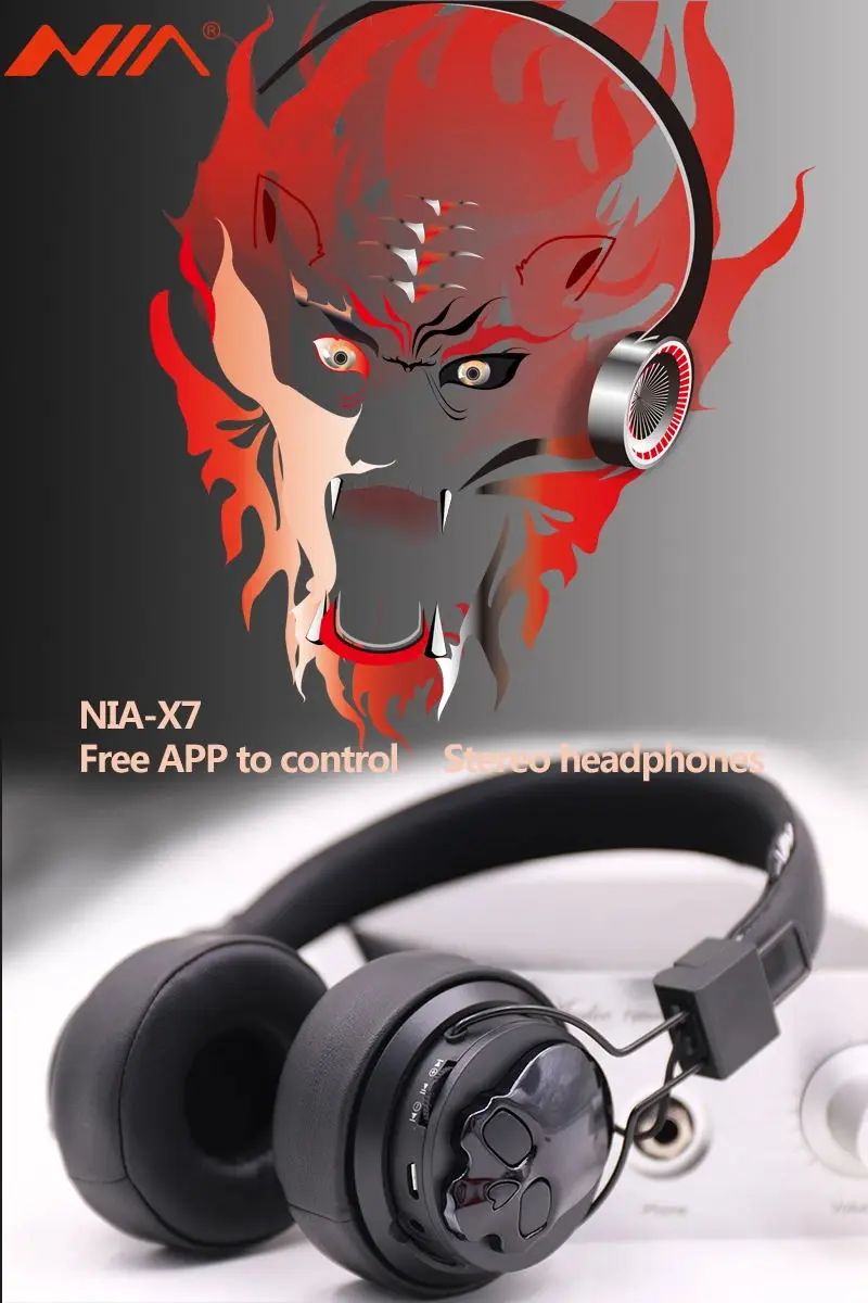 Оригинальные Bluetooth наушники NIA X7 для улицы, беспроводные стерео наушники с креплением на голову, игровая гарнитура, микрофон, поддержка телефона, приложение для управления