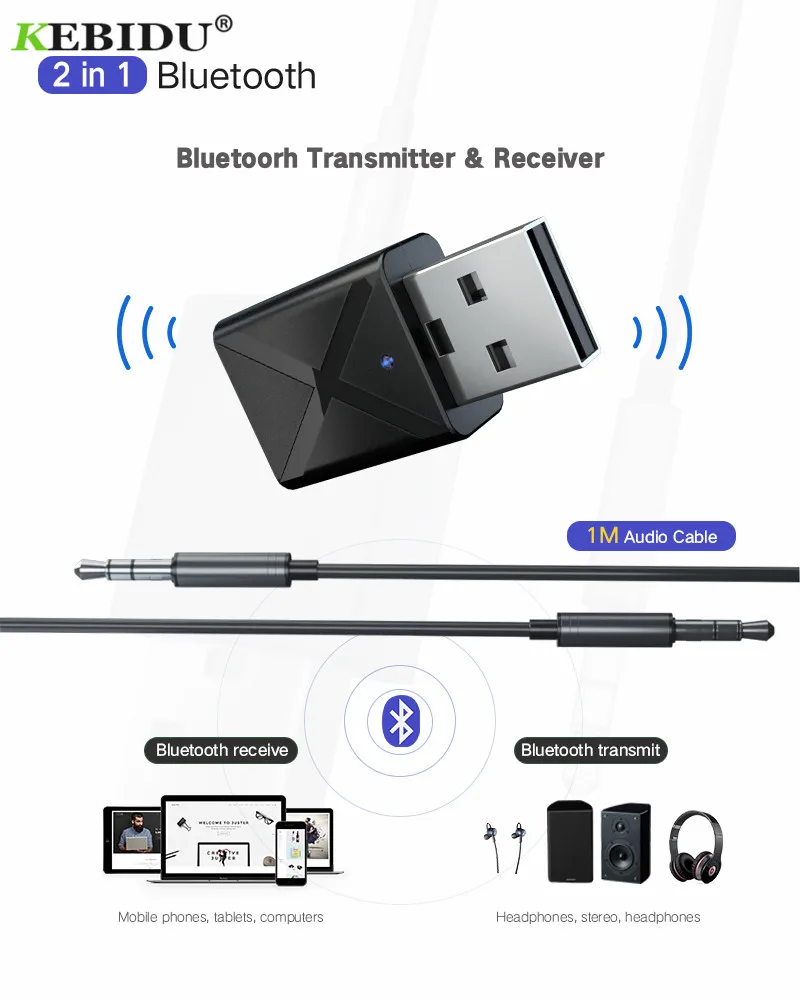 Беспроводной приемник KEBIDU USB Bluetooth V5.0 передатчик аудио музыка стерео адаптер ключ