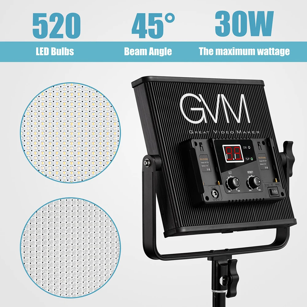 Двухцветная LED панель GVM с регулируемой яркостью и корпусом из алюминиевого