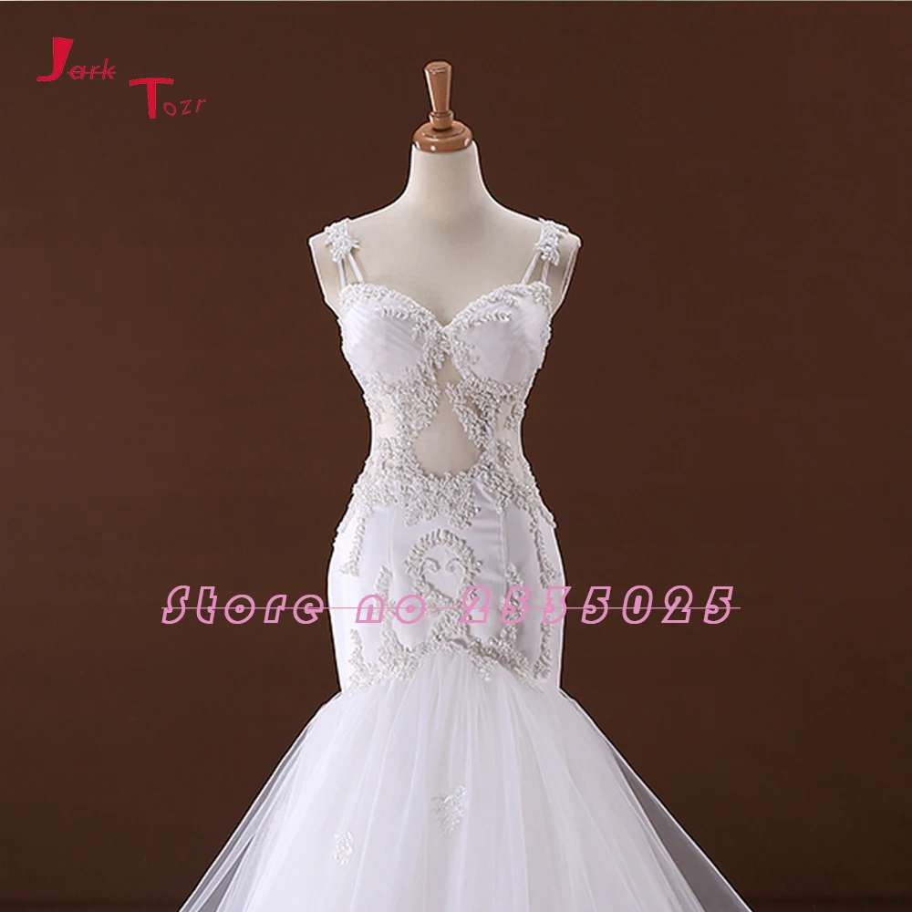 Jark Tozr Новое поступление Abito Da Sposa аппликации полный жемчуг складки Иллюзия