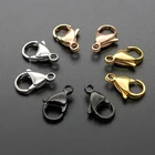 10 шт.лот, застежка Лобстер из нержавеющей стали золотистого, розового, золотого и серебряного цвета, 9, 10, 11, 12, 13, 15 мм, коннектор для ожерелья, фурнитура для поделок