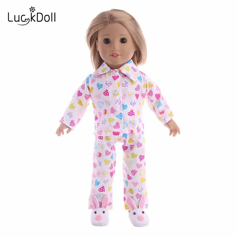 LUCKDOLL красочные пижамы подходят 18 дюймов Американский 43 см BabyDoll одежда аксессуары