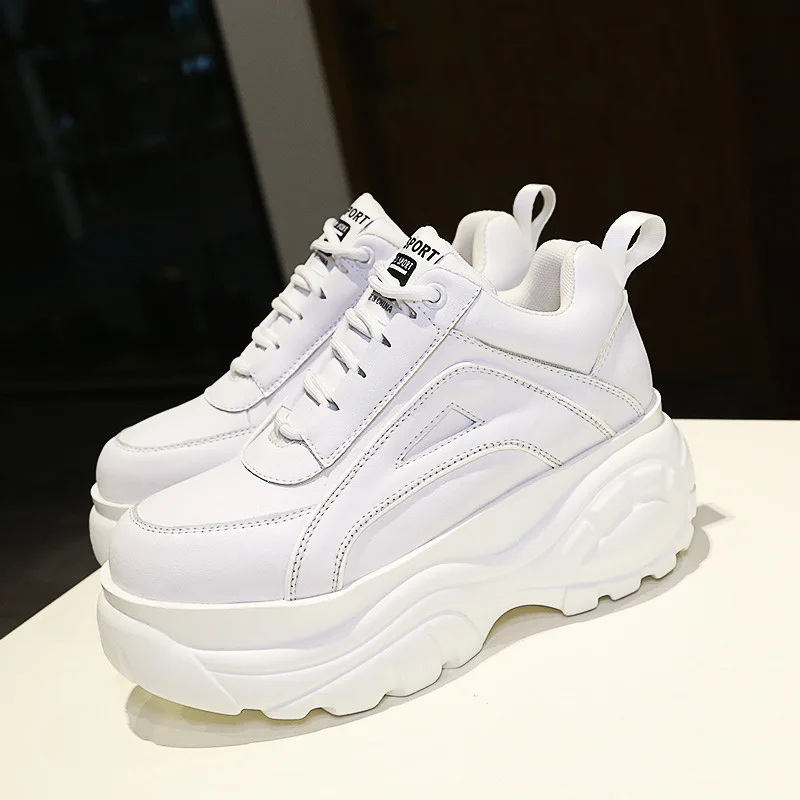 Повседневная Белая обувь; женские кроссовки на платформе; zapatos de mujer; модный бренд; chaussures femme; женская дышащая обувь, увеличивающая рост