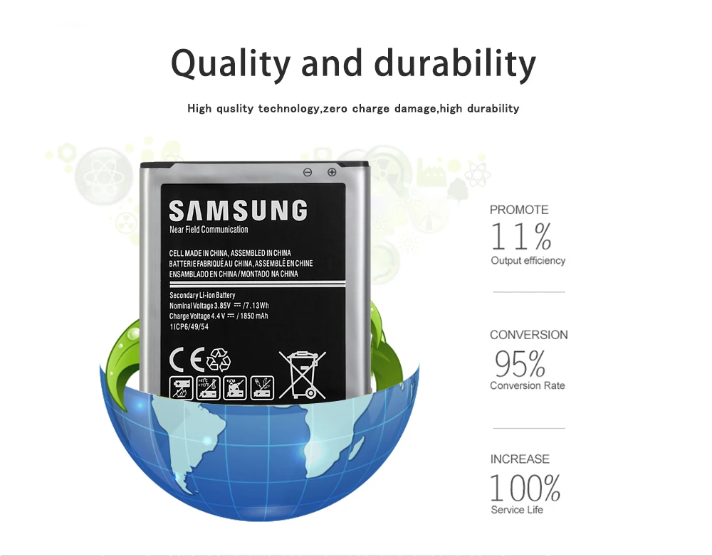 Samsung телефон Батарея EB-BJ100BBE 1850 мА-ч для samsung Galaxy J1 версия J100 J100F J100H J100FN J100M J100D