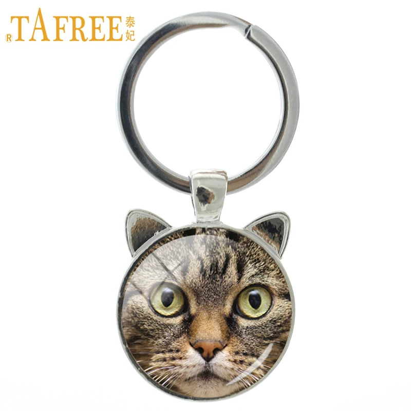 Брелок TAFREE с кошачьими ушками милый модный стеклянный художественный брелок для