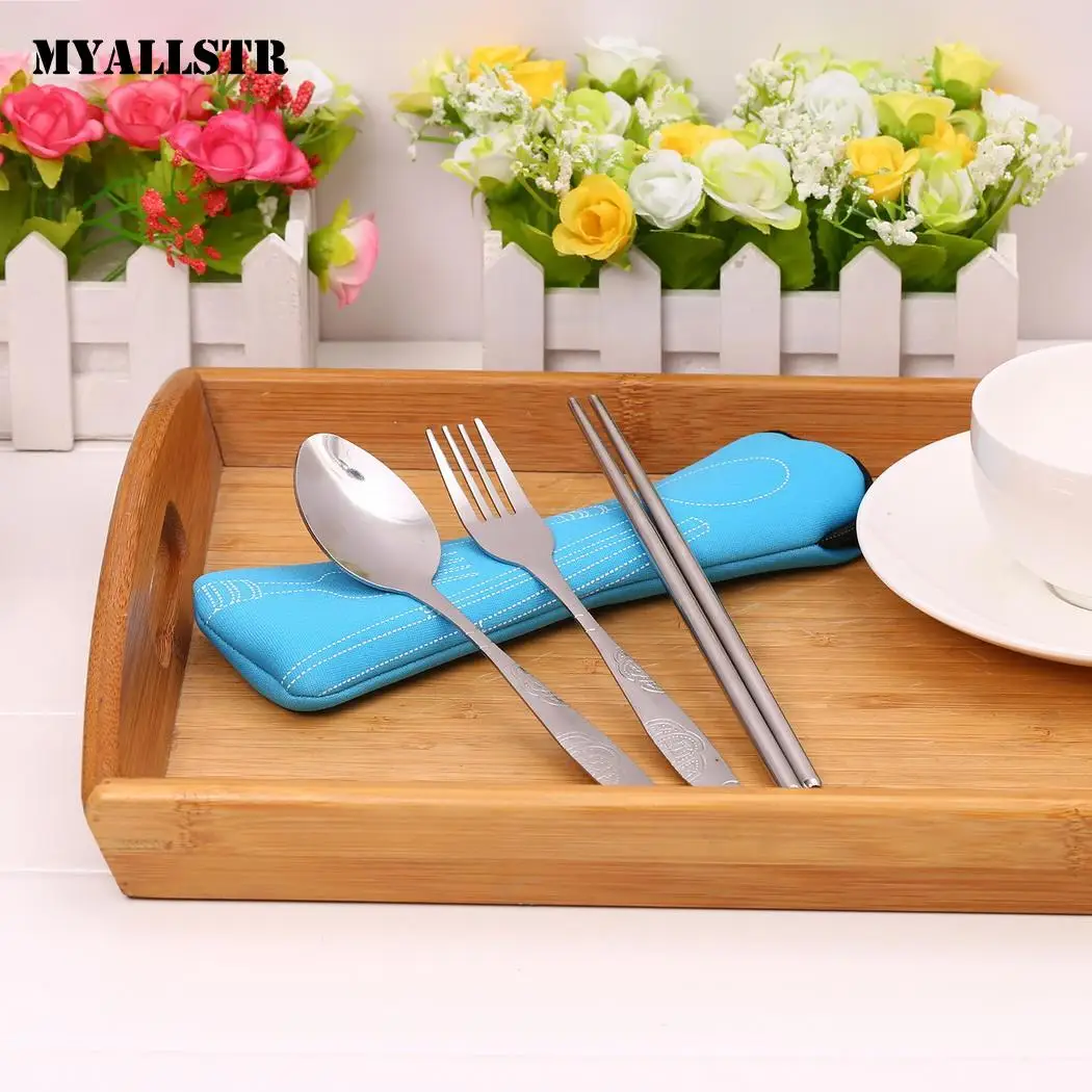 3Pcs Cutlery Portable Stainless Steel Tableware Dinnerware Camping Set |