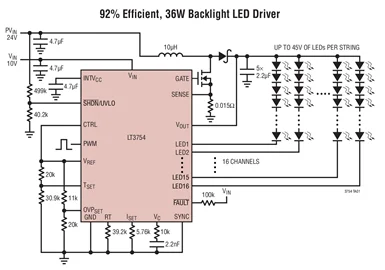 LT3754EUH LT3754IUH LT3754 - 16-Channel * 50mA LED Driver | Электроника