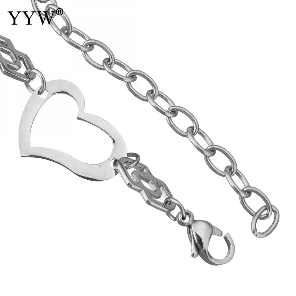 

Stainless Steel Jewelry Bracelet with 2lnch extender chain for woman original color Approx 5.5 Inch Approx Sold By Lot