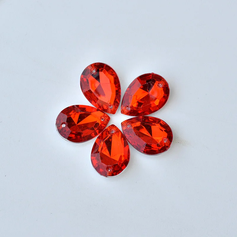 Red JUNAO, 13*18 мм, Пришивные разноцветные каплевидные стразы, акриловая аппликация, заостренные сзади стразы, хрустальные камни для изготовления ювелирных изделий - Цвет: Red