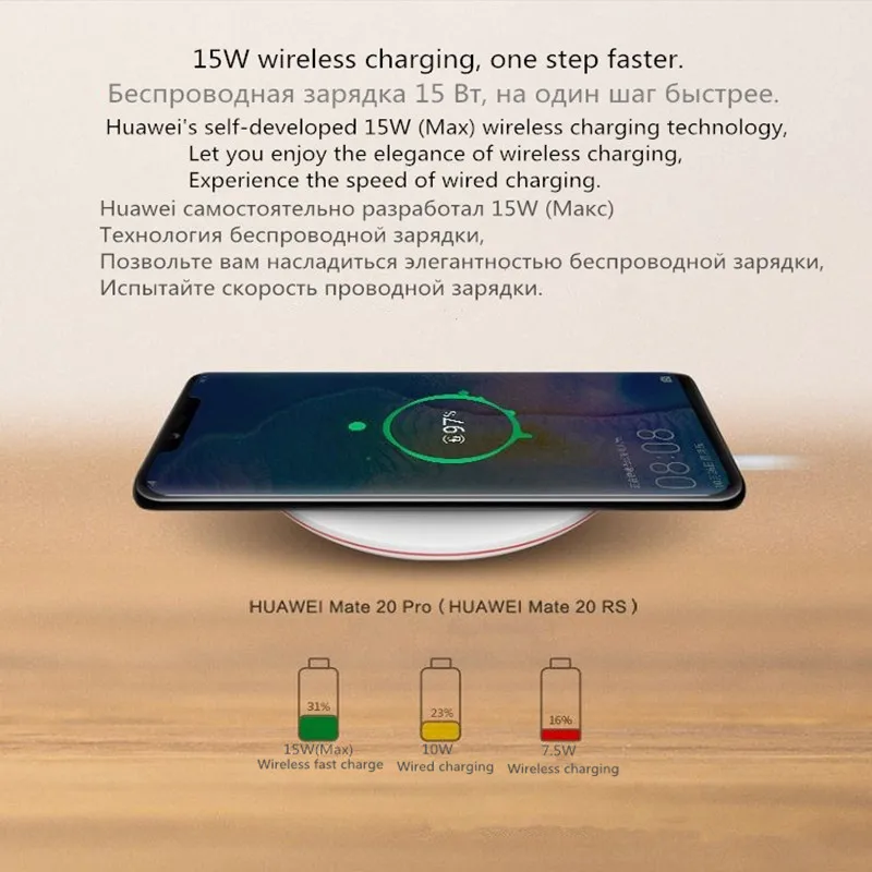 Huawei original 15W беспроводное зарядное устройство P20 Pro Беспроводная быстрая зарядка