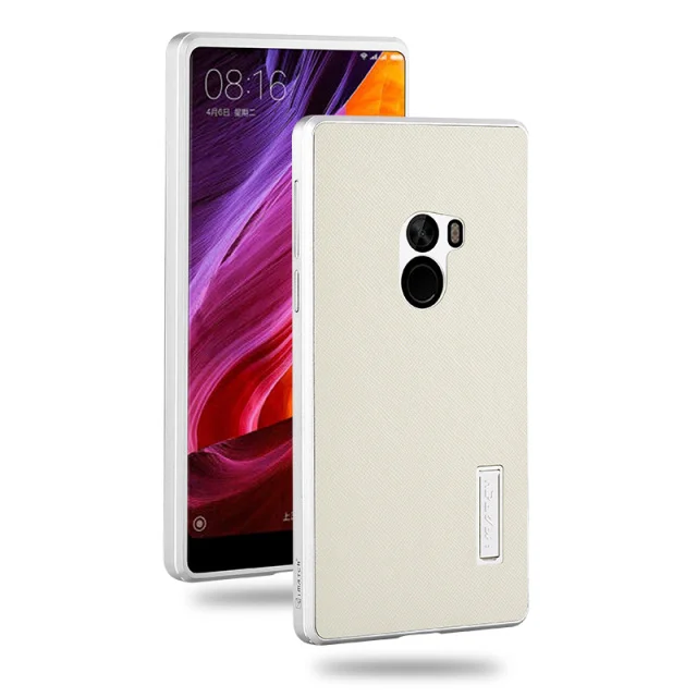 full silver Супер Роскошный Xiaomi mi x чехол с металлической рамкой+ перекрестный узор из натуральной кожи чехол для Xiaomi mi x Жесткий противоударный чехол для телефона s сумка - Цвет: full silver