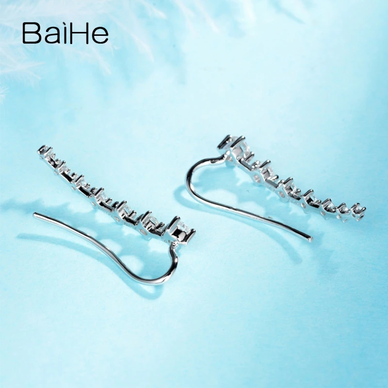 BAIHE Solid 14 K белое золото 0.40ct(всего) H/SI натуральные бриллианты свадебные женские модные ювелирные изделия серьги-гвоздики