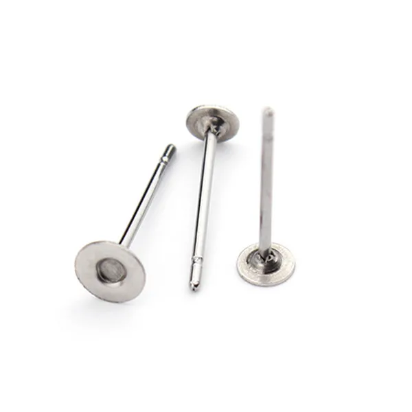 6mm 100 шт./лот, пустые серьги из нержавеющей стали, шпильки, серебряный цвет, плоский круглый поднос, 3 мм, 5 мм, 6 мм, 8 мм, ювелирное изделие для ушей - Цвет: 6mm