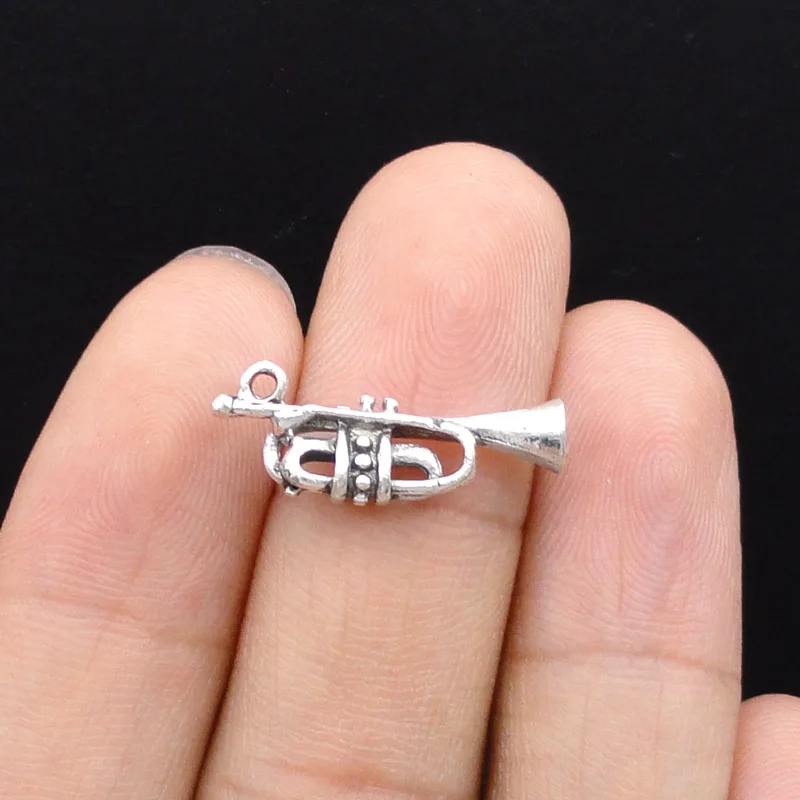 40pcs антикварные Серебряные музыкальные инструменты шармы на раструбе 22x8мм|charm