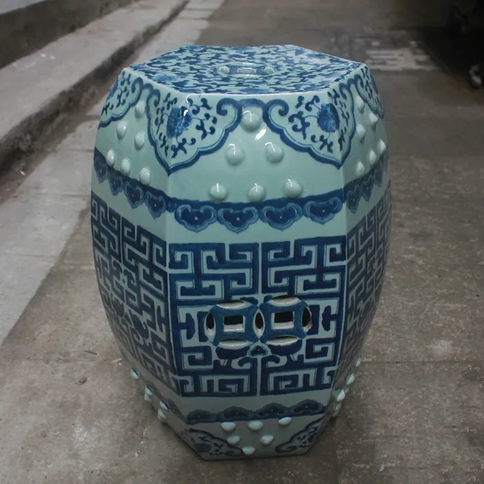 

Керамический фарфор Jingdezhen стул древний синий и белый шестиугольный керамический Балконный фарфоровый стул