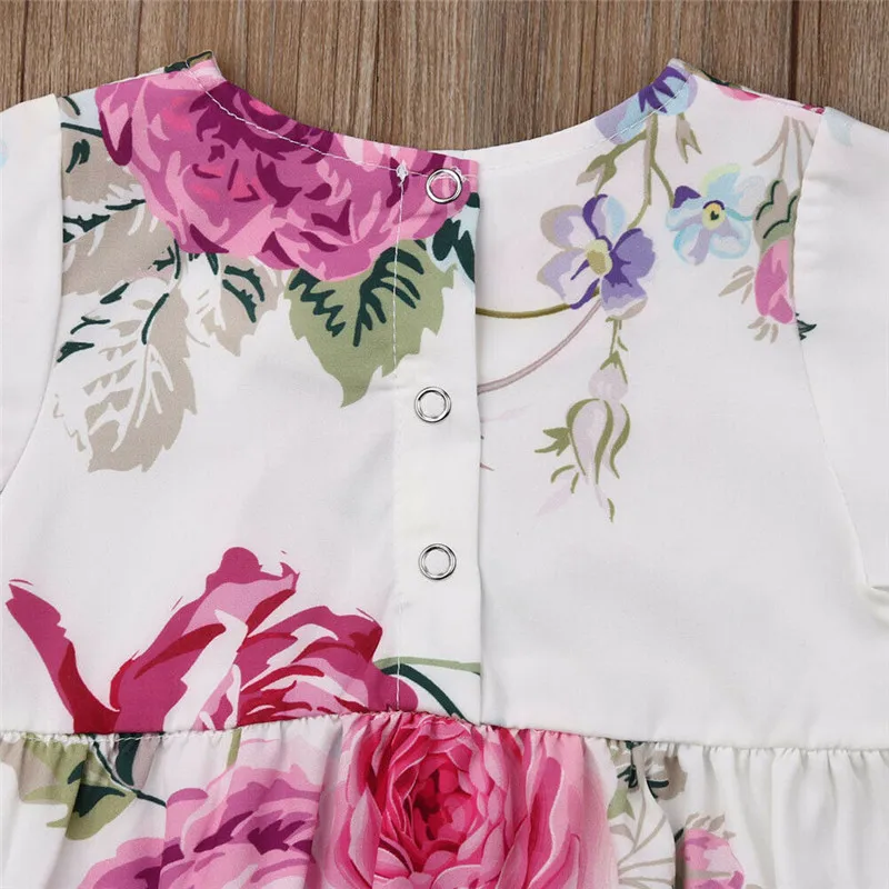 Для маленьких девочек одежда для детей новые летние родился с цветочным узором в