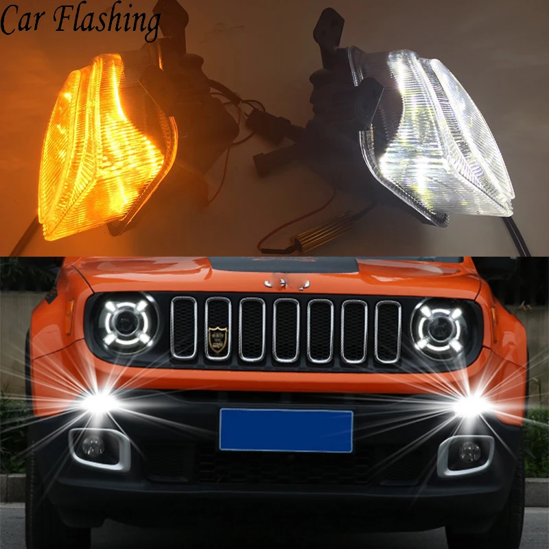 Автомобильная проблесковая 2 шт. DRL Для Jeep renegade 2015 2016 2017 2018 Светодиодный дневной