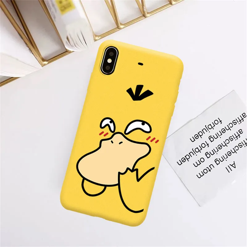 Style 6 Милый мультяшный Psyduck Pika чехол для телефона для iPhone 7 X XS MAX XR 8 6 6s Plus Мягкий матовый желтый силиконовый чехол - Цвет: Style 6