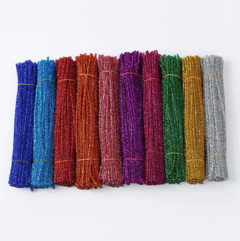 Mix Color Randomly 100 шт. 30 см блесток Chenille Стебли трубы Очистители для детей ручная головоломка игрушка наборы сделай сам DIY Красочные вечерние аксессуары - Color: Mix Color Randomly