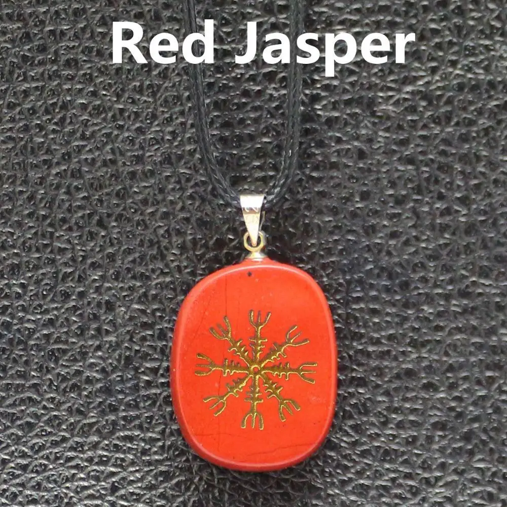 Горячий кулон из природного кварца ручной работы Aegishjalmur Viking Guardian - Окраска металла: Red Jasper