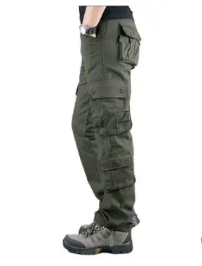 8 pockets deep Мужские уличные Прямые спортивные брюки с несколькими карманами, свободные износостойкие рабочие брюки, прогулочные брюки, большие размеры, комбинезоны, хлопок, стирка - Цвет: 8 pockets deep