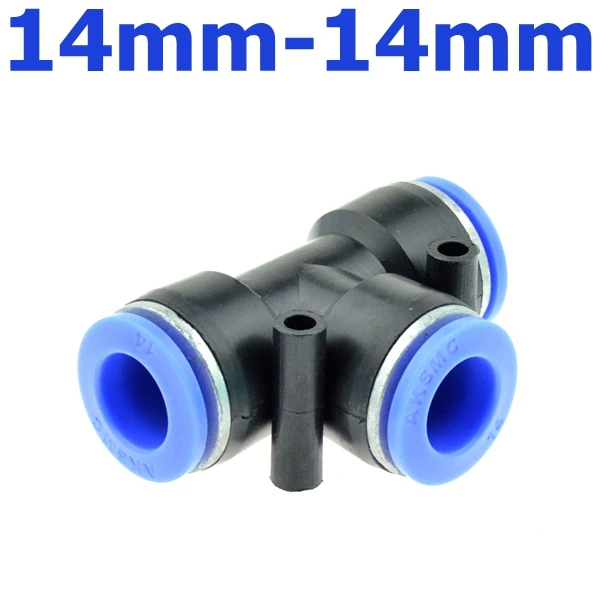 14mm-14mm 3 способа Т-образный Тройник Пневматический 10 мм 8 мм 12 мм 6 мм 4 мм 16 мм OD шланг трубка нажимной воздушный газовый фитинг Быстрый Фитинги соединитель адаптеры - Цвет: 14mm-14mm