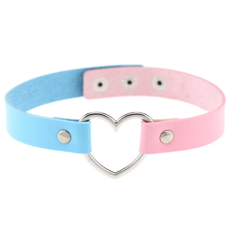 

2021 Fashion PU Leather Heart Choker Necklace Women Chocker Necklaces Punk Statement Jewelry Collier Wedding Bride Jewelry Gift