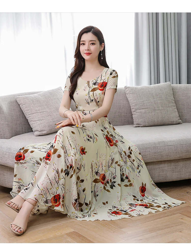 Элегантные женские цветочные шифоновые Boho Макси платья летние винтажные 3XL плюс размер пляжный сарафан с принтом облегающие вечерние платья