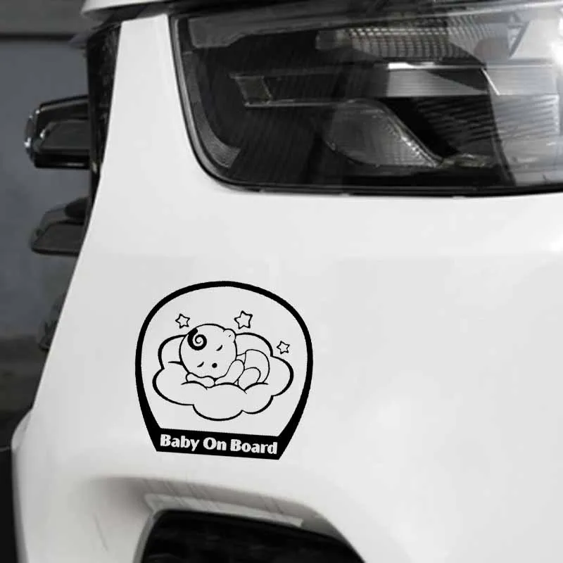 

YJZT 15CM*14.6CM Sleeping Little Baby On Board Car Decal Vinyl Sticker Black Silver C10-00678