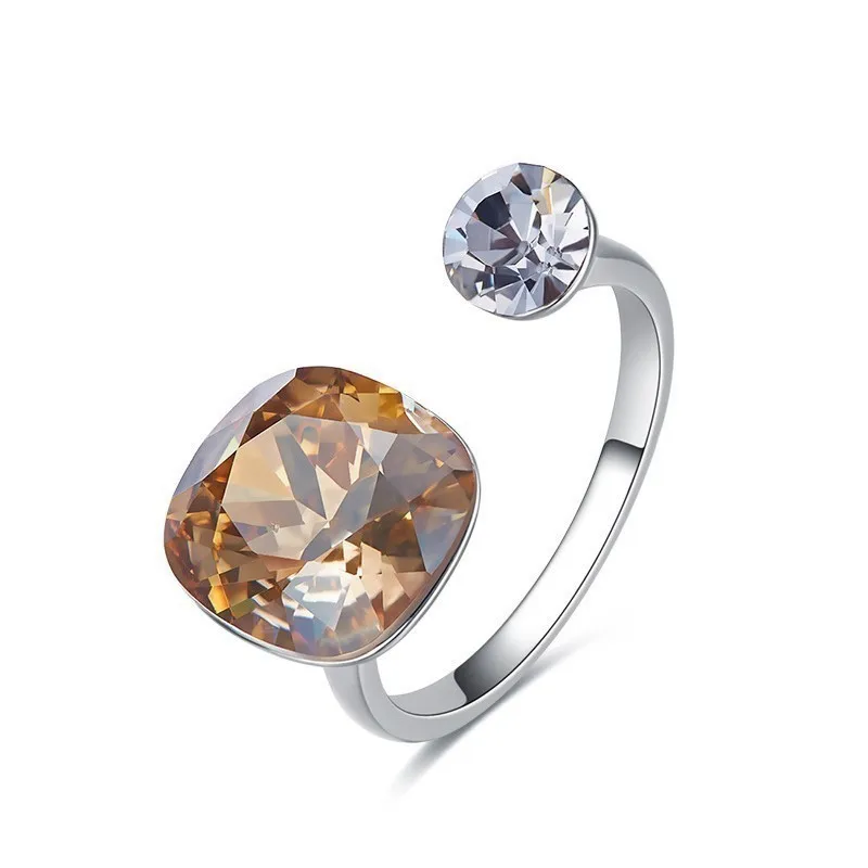 Crystal-Gold Новые модные открытые кольца Malanda с настоящим кристаллом, кольца swarovski для женщин, Элегантные кольца для свадебной вечеринки, аксессуары, подарок для девочек - Цвет основного камня: Crystal-Gold