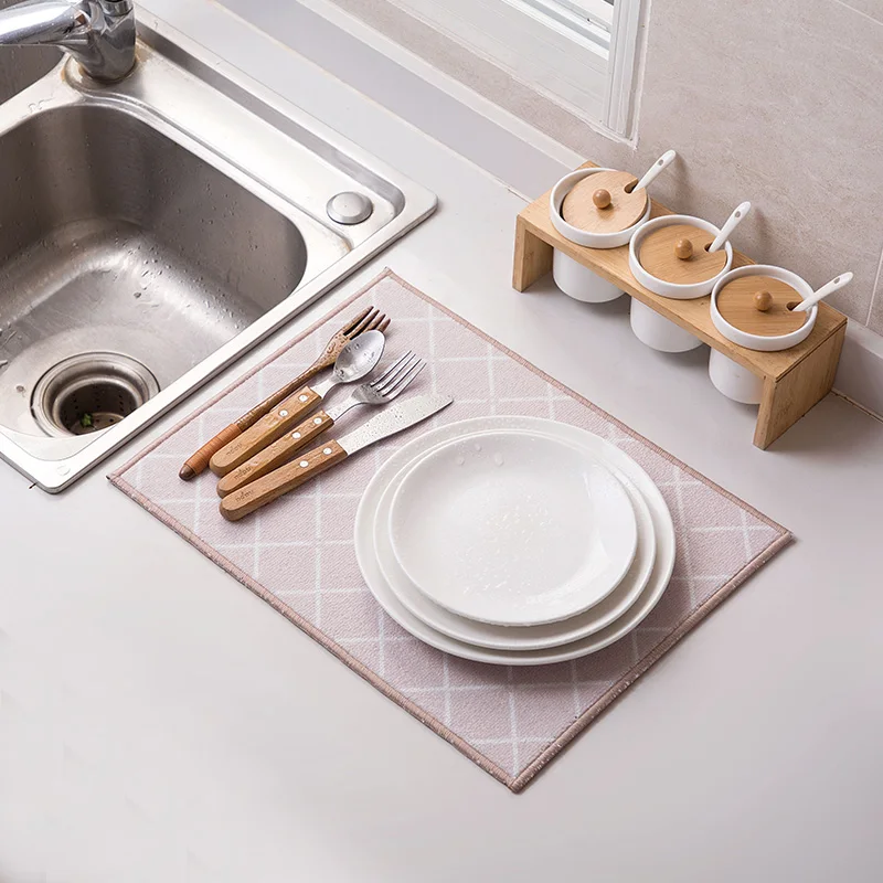 Коврик для сушки посуды впитывающий протектор кухонный коврик из микрофибры