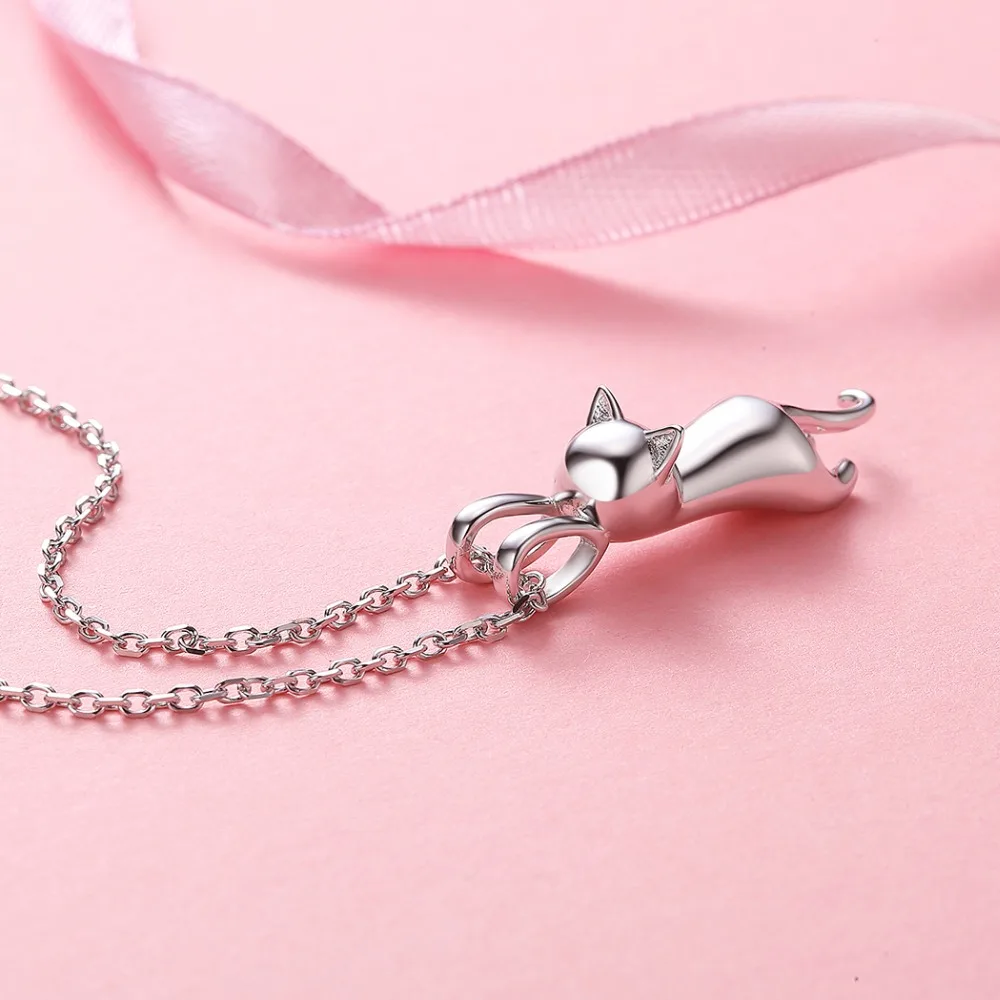 SILVERCUTE подлинное серебро 925 пробы милый с кошками животными ожерелье