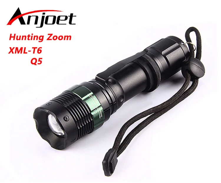 

Anjoet LED Flashlight XM-L T6 2000LM Aluminum Waterproof Lamp Zoomable Torch Light 5modes for 18650 Rechargeable Battery or AAA