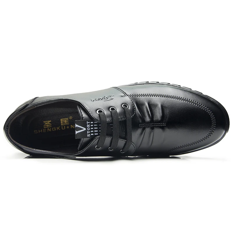 SHENGKUANG Leather Men Shoes Slip-On Casual Black Simple Style Formal Shoe | Обувь