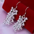 Оптовая продажа, модный подарок на день Святого Валентина, серебряный цвет, женский шарм, светильник, бусы, виноград, свадебные серьги, ювелирные изделия, бесплатная доставка E008