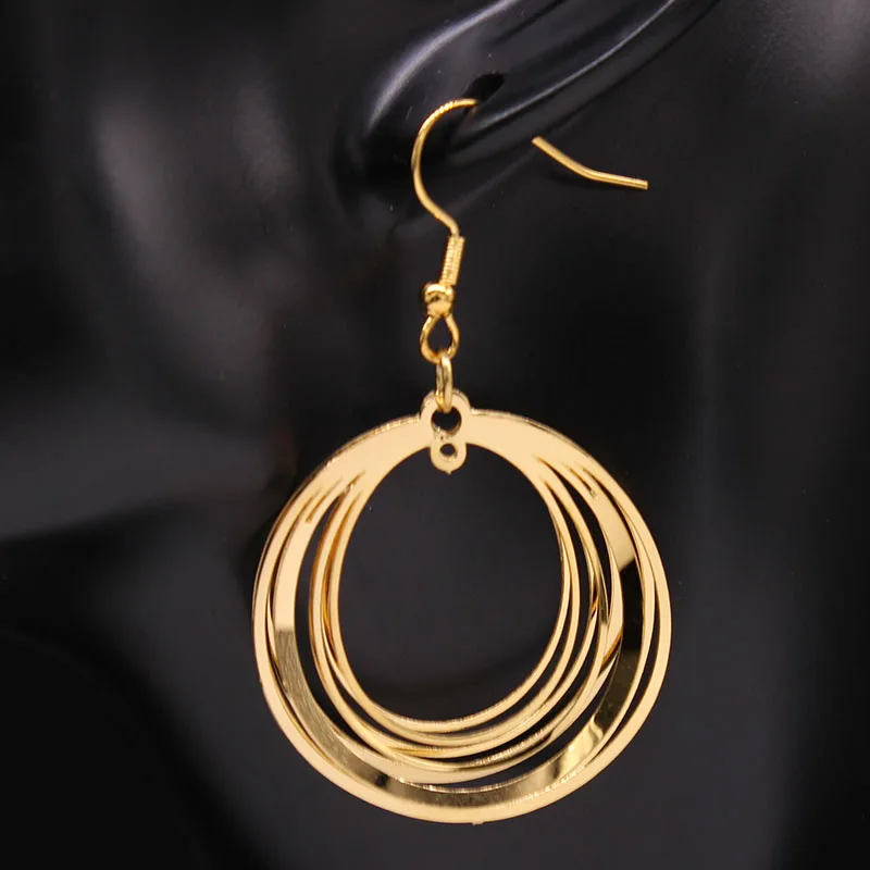 2021 модные круглые висячие серьги из нержавеющей стали для женщин ювелирные