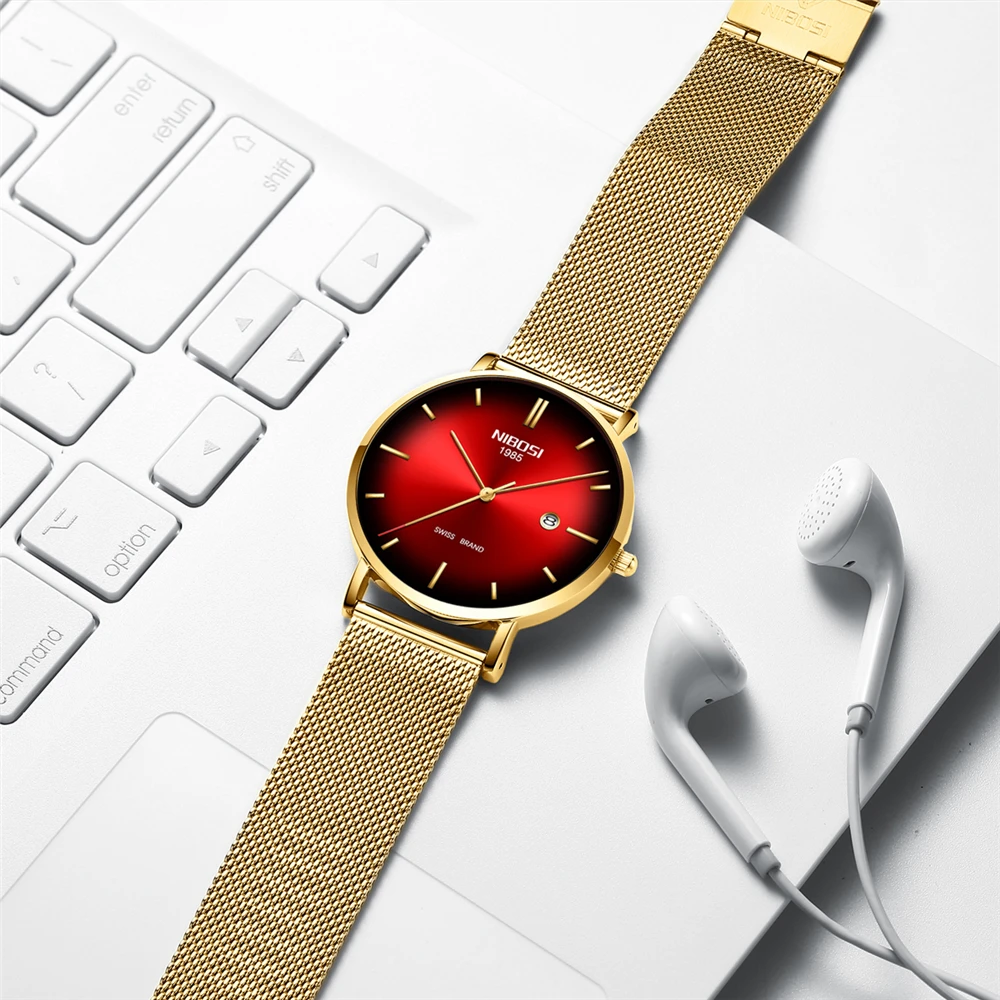 Мужские наручные часы reloj hombre водонепроницаемые ультратонкие с сетчатым