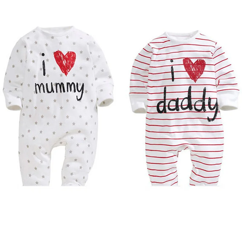 Детские комбинезоны для новорожденных с надписью I Love Mummy & Daddy Детский костюм