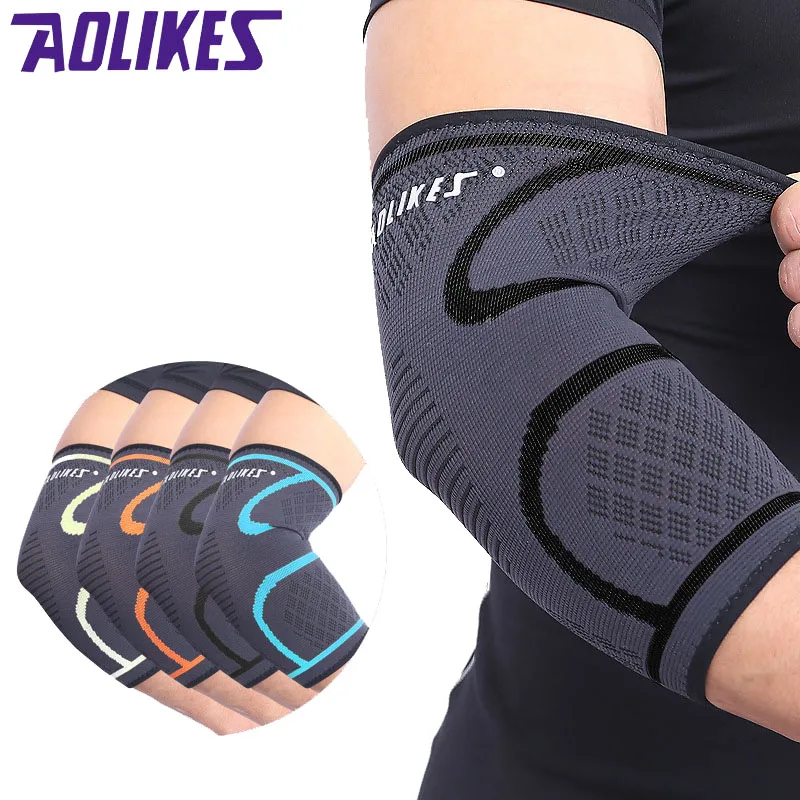 

AOLIKES, 1 шт., эластичный бандаж на локти для занятий спортом, фитнесом