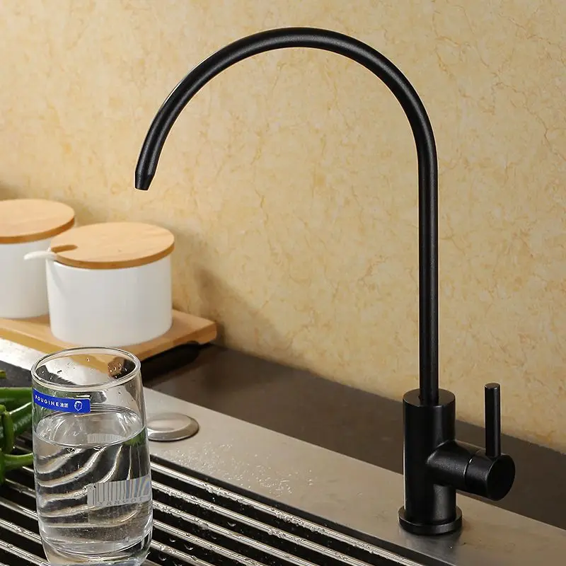 Black color Высококачественный 1/4 ''фильтр для воды кран для кухни питьевой воды черный белый смеситель из нержавеющей стали кран кухонные аксессуары - Цвет: Black color