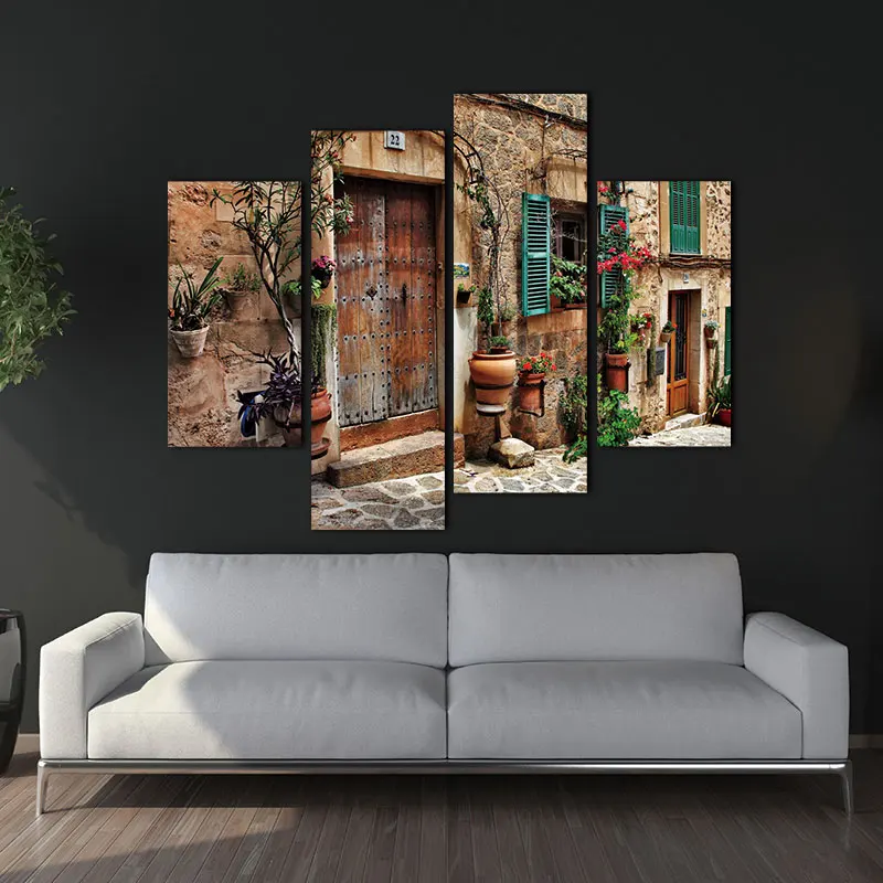 Картина на холсте фотографии архитектуры 4 панели настенное художественное