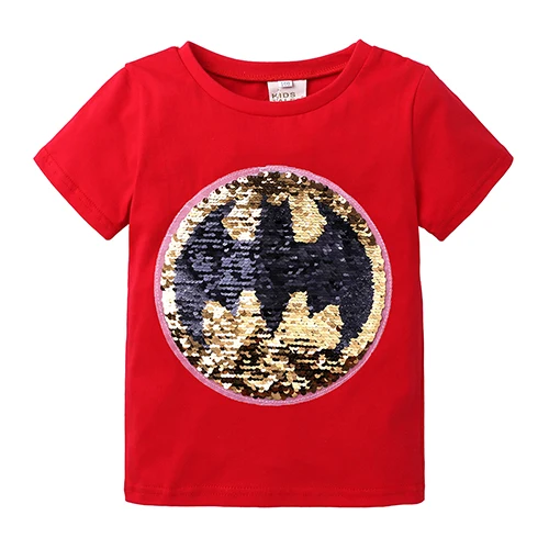 As photo Summer Baby Girls Boys T Shirt Magic Reversible Sequin Novelty Clothing Kid Short Sleeve Cartoon Casual unisex Tshirt Tee DBT109 - Цвет: As photo